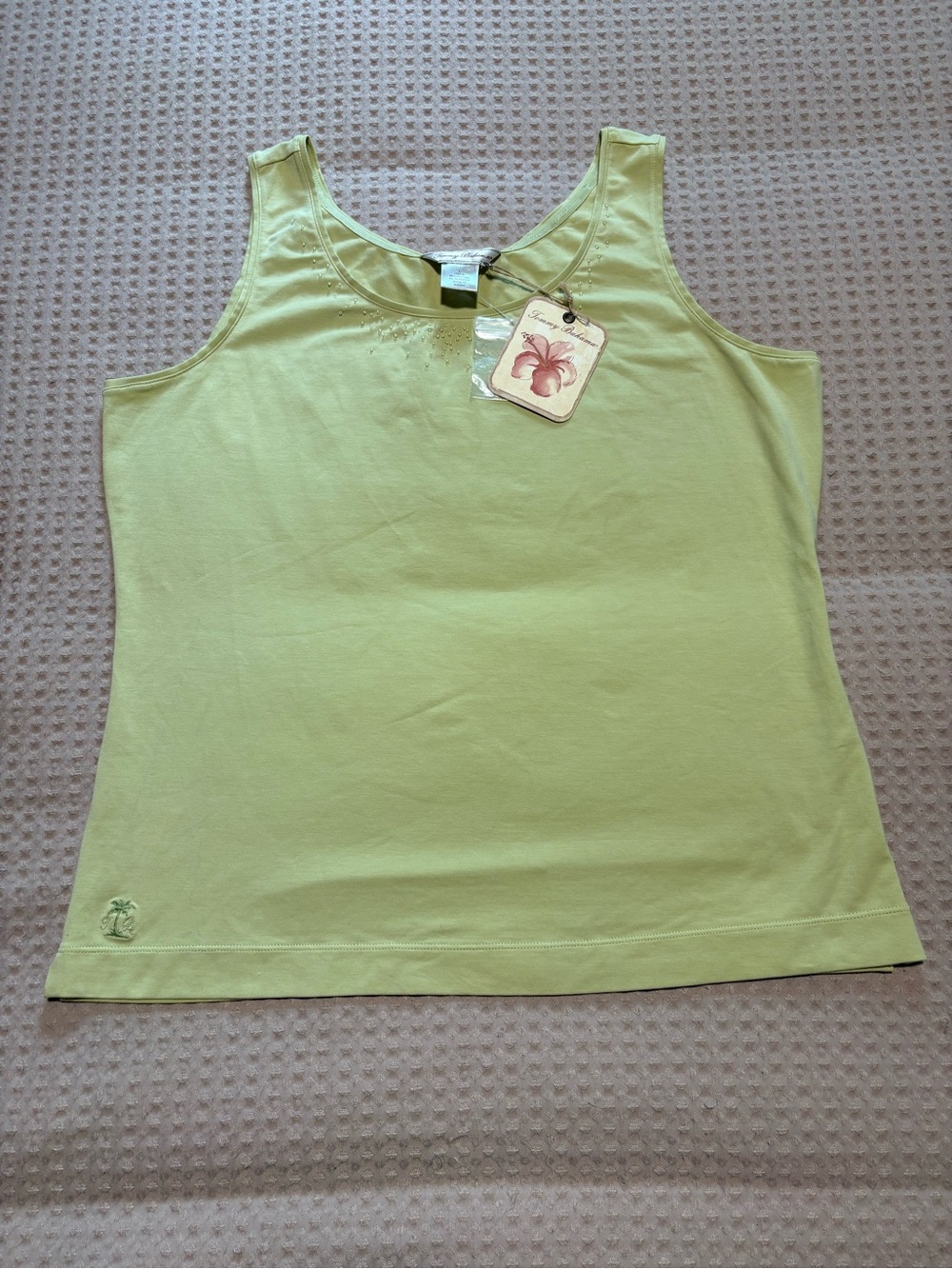 NWT Tommy Bahama Cotton Blend Lime Green Women's Tank Top Resort Vacation Ready